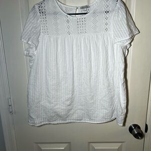 Ella Moss White Brianna Eyelet Top 100% Cotton Fully Lined